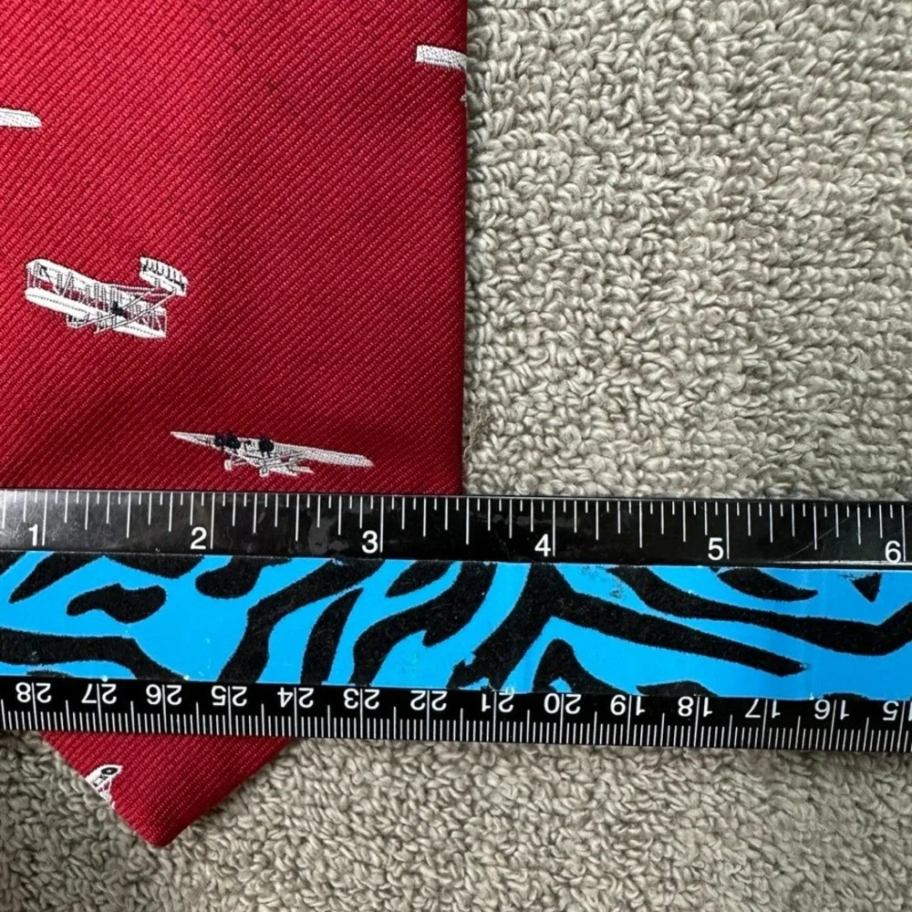 The Country Store of Concord Mens Red Vintage Airplane Biplane Novelty Tie